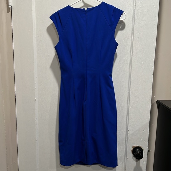 Calvin Klein Womens Size 2 Sheath Cocktail Dress Royal Blue Knee-Length Stretch - Picture 4 of 4